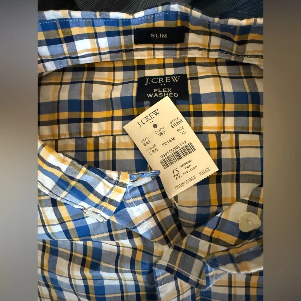 J. Crew Men's Checkered Shirt in‎ Blue and Yellow